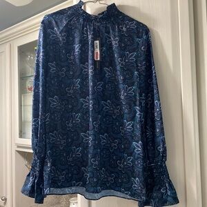 LE GALI LONG SLEEVE BLUE/ MULTI LONG SLEEVE BLOUSE